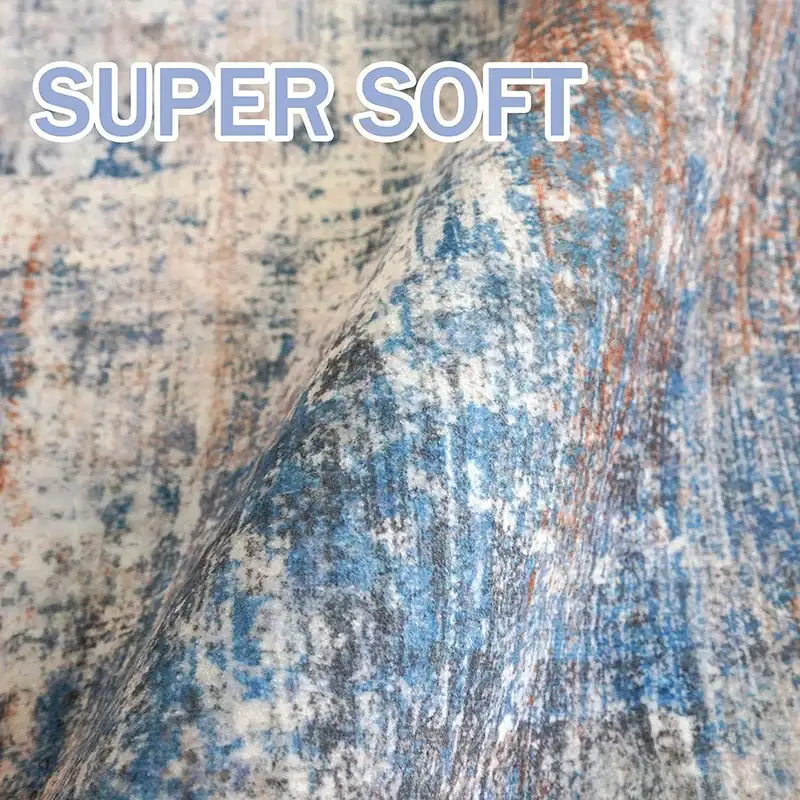 Polyester Printed Area Rug With Cotton Backing